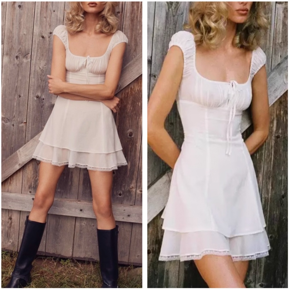Chic White Mini Dress with Cap Sleeves